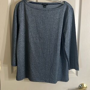 ANN TAYLOR long sleeved top in metallic grey EUC
